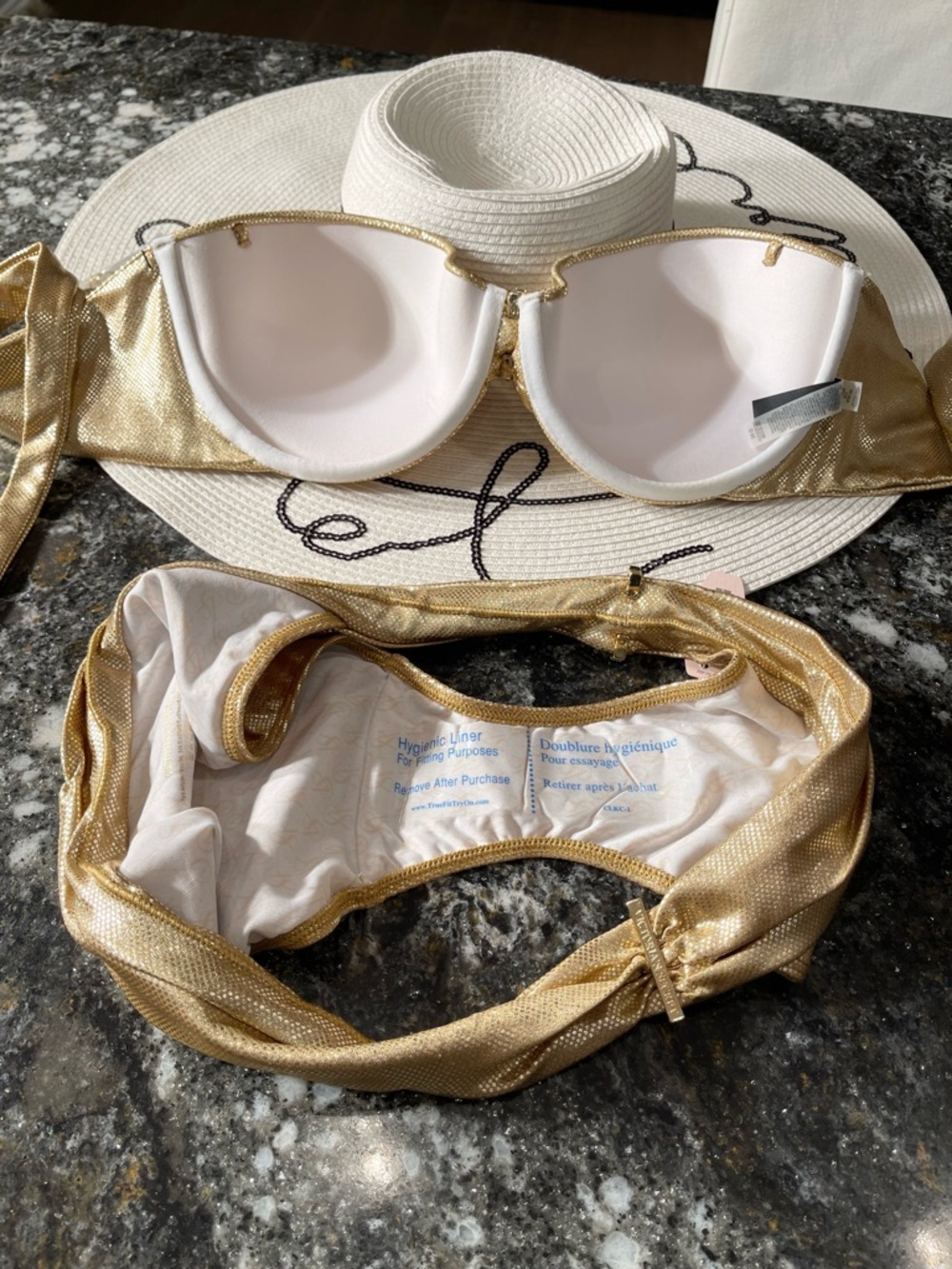 NWT Victoria Secrets bikini push-up bandeau gorgeous gold 36D/M - Picture 13 of 16